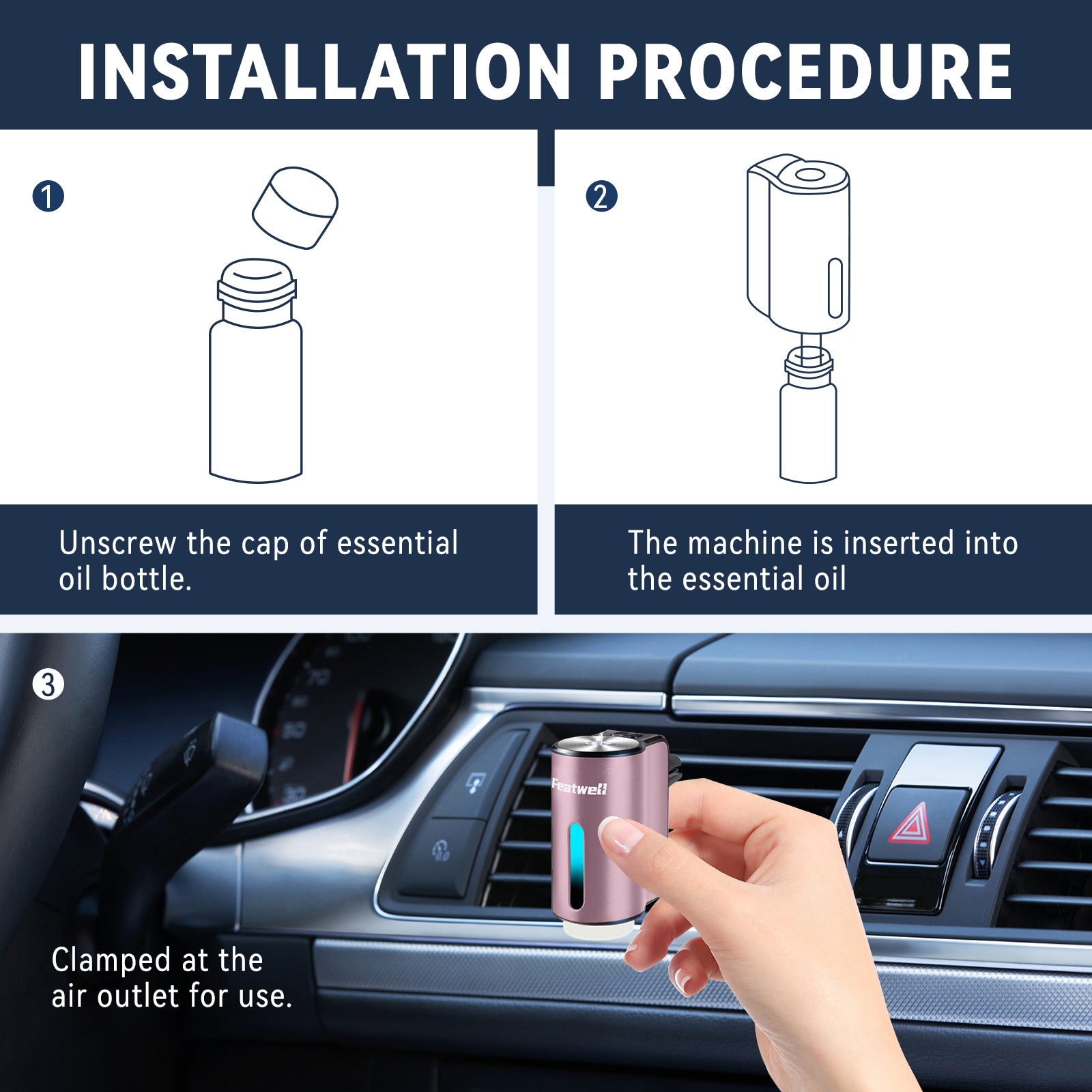 Featwell Car Aromatherapy - 6Pack Essential oil (Purple) - Featwell