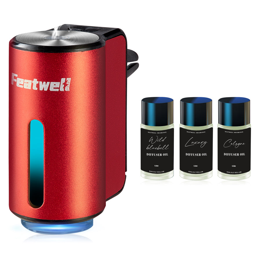 Featwell Oil Diffuser for Vehicle - 3Pack Essential oil (Red)