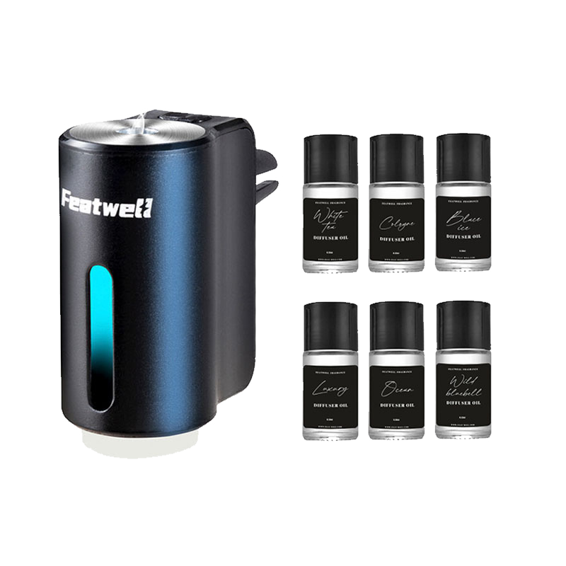 Featwell deodorante per auto - Confezione da 6 oli essenziali (nero)