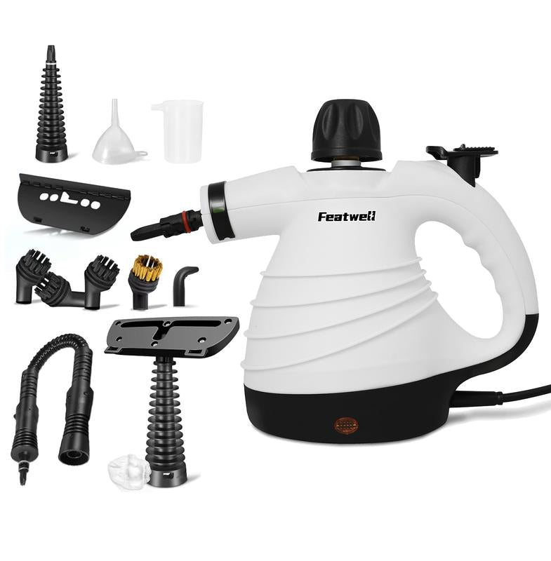 Featwell Handheld Steam Cleaner with 12 pcs Accessories,Multi - Purpose Steamer for Home Use, Steamer for Cleaning Floor, Upholstery, Grout and Car - Featwell