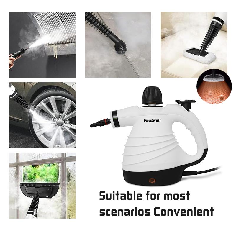 Featwell Handheld Steam Cleaner with 12 pcs Accessories,Multi - Purpose Steamer for Home Use, Steamer for Cleaning Floor, Upholstery, Grout and Car - Featwell